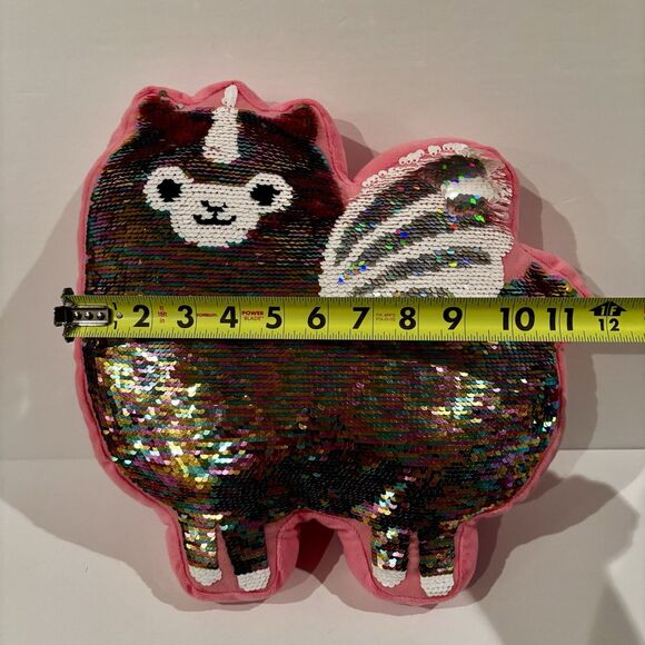 Justice Flip Sequin Llamacorn Pillow Llama Unicorn Plush Teen Room Décor 12 inch - Picture 4 of 4